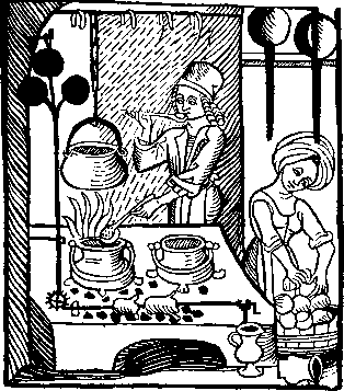 In a medieval kitchen